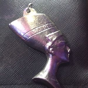 Sterling Silver Queen Goddess Nefertiti Egyptian Head / Bust Pendant